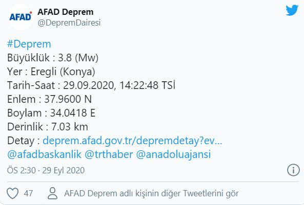 Konya'da 3.8 büyüklüğünde deprem - Resim : 1