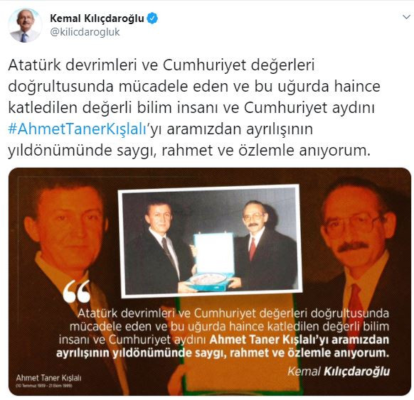 Kılıçdaroğlu, Ahmet Taner Kışlalı'yı andı - Resim : 1