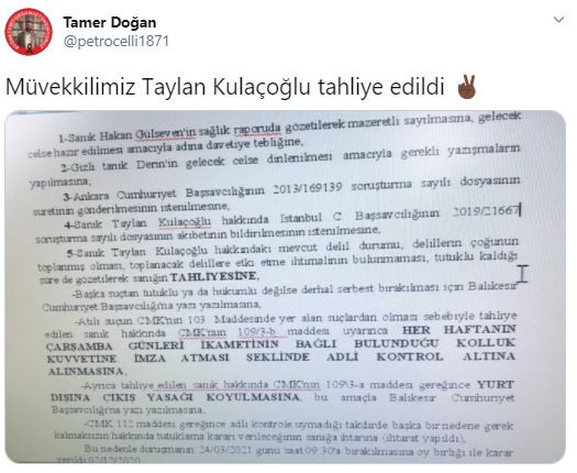 Taylan Kulaçoğlu tahliye edildi - Resim : 1