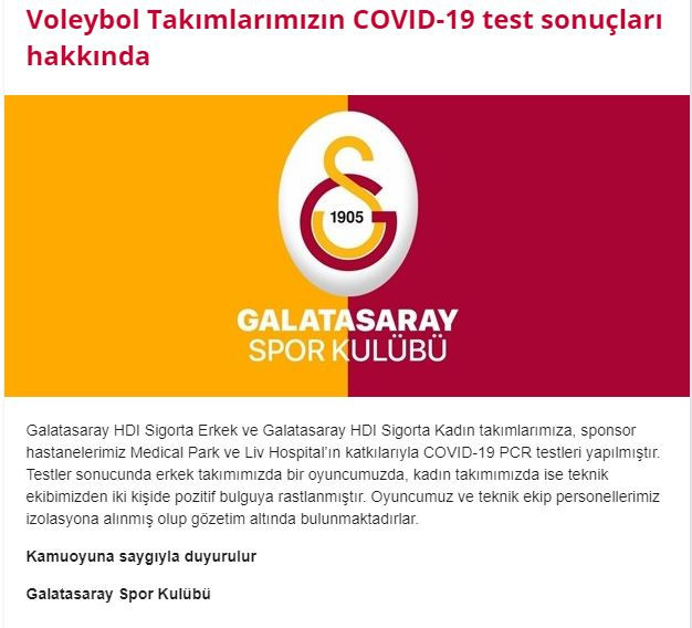 Galatasaray'da 3 koronavirüs vakası - Resim : 1