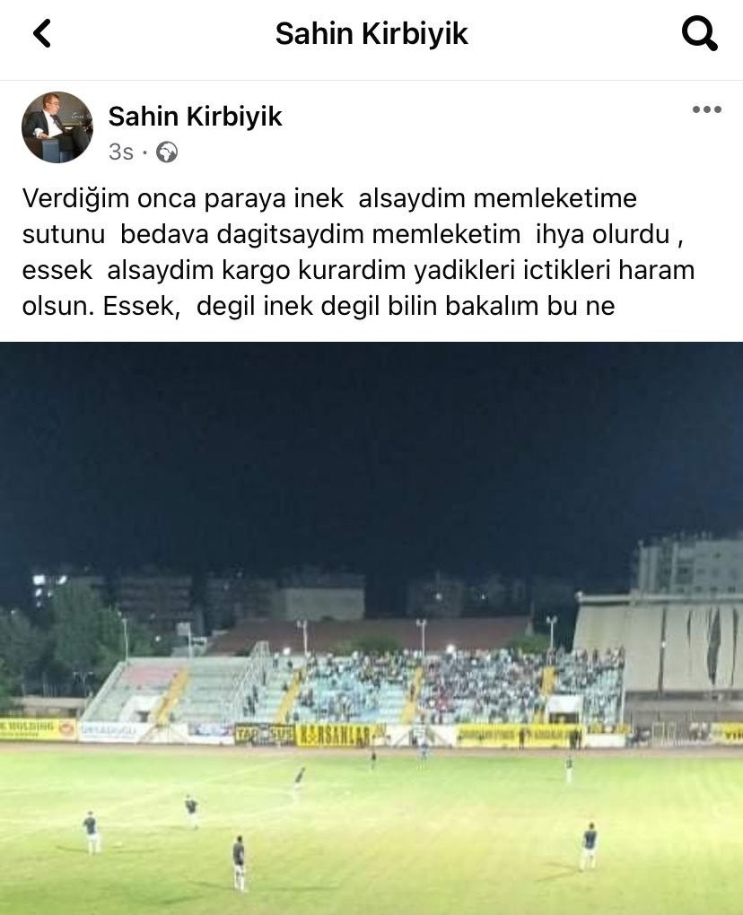 Tarsus İdman Yurdu'nun başkanı Şahin Kırbıyık'tan futbolculara hakaret - Resim : 1