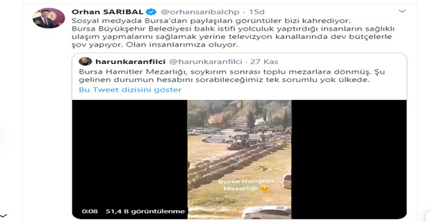 CHP Bursa Milletvekili Orhan Sarıbal, Bursa'daki koronavirüs mezarlığı hakkında konuştu - Resim : 1