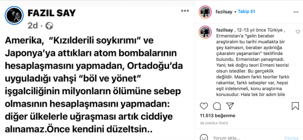 Ünlü Piyanist Fazıl Say'dan ABD'ye 'soykırım' tepkisi - Resim : 1