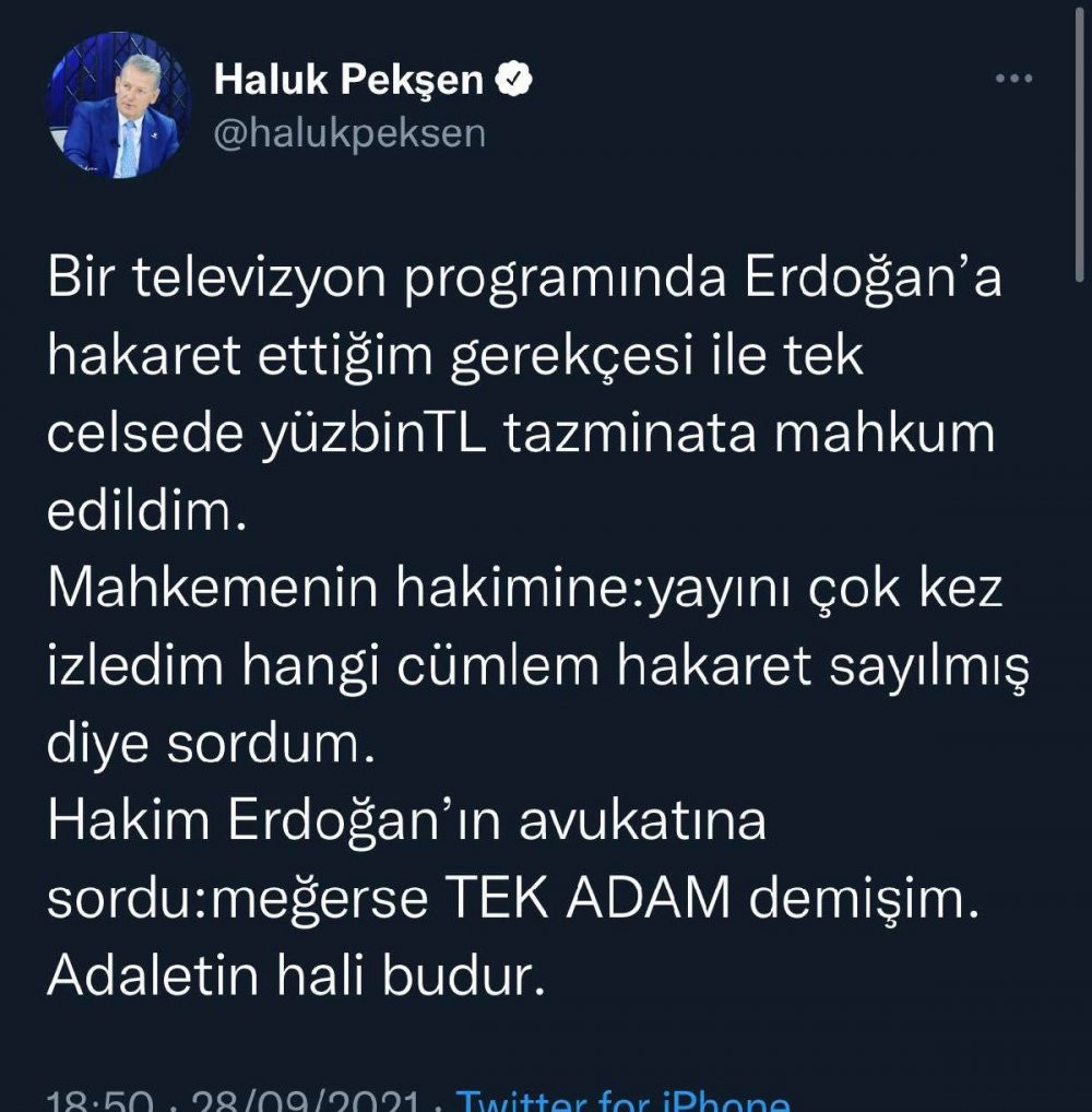 CHP’li Haluk Pekşen’e Erdoğan'a ‘tek adam’ dediği için ceza - Resim : 1