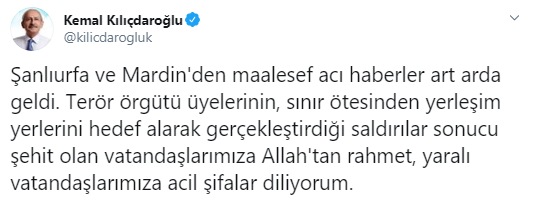 Kılıçdaroğlu'ndan şehitler için taziye mesajı - Resim : 1