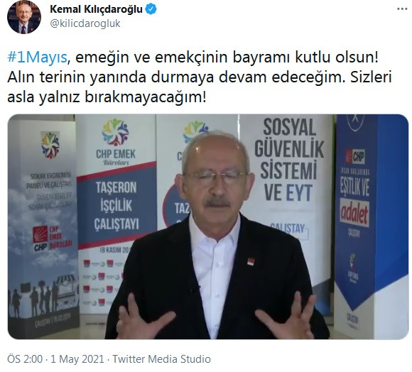 CHP Lideri Kılıçdaroğlu'ndan 1 Mayıs mesajı - Resim : 1