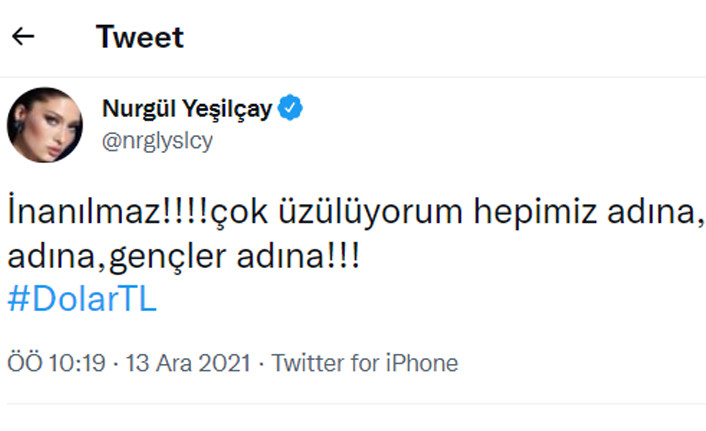 Ünlü oyuncu Nurgül Yeşilçay'dan dolar çıkışı - Resim : 1