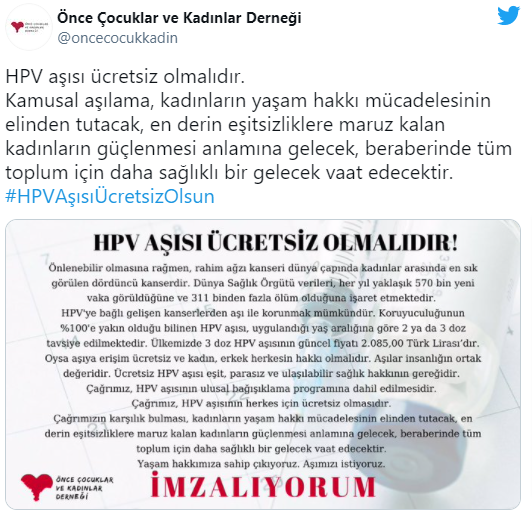 'HPV aşısı ücretsiz olsun' kampanyası - Resim : 1