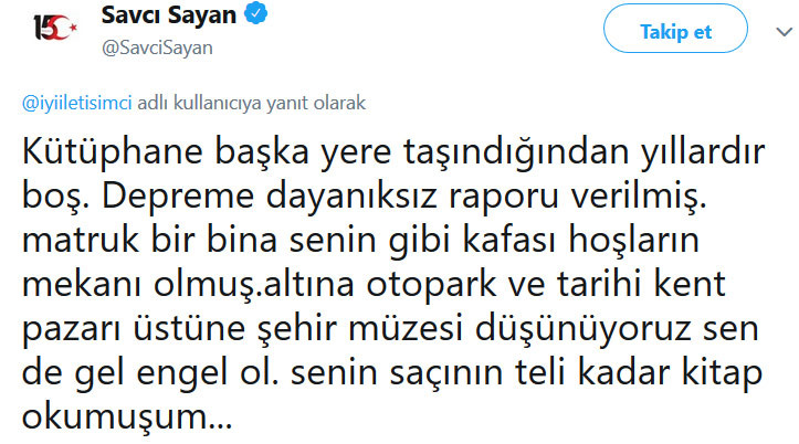 AKP'li Savcı Sayan: Kütüphaneyi yıkıp pazar yeri yapacağım - Resim : 1