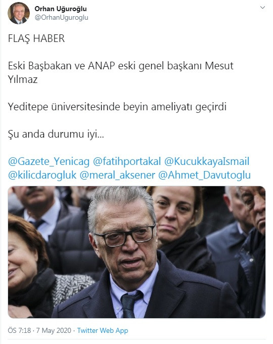Mesut Yılmaz, beyin ameliyatı oldu - Resim : 1