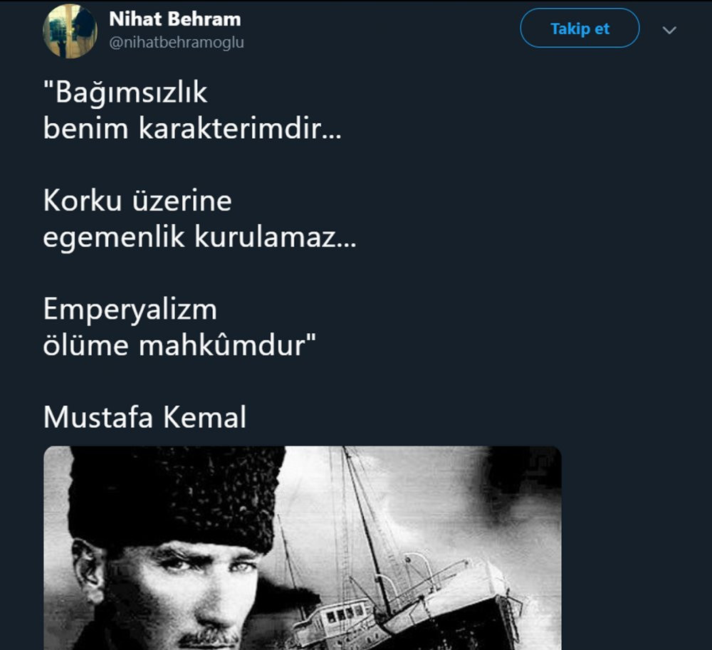 Komünist şairden Mustafa Kemal paylaşımı - Resim : 1