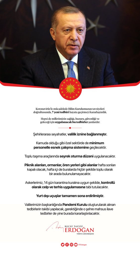 Erdoğan yeni koronavirüs önlemlerini duyurdu: Tüm yurt dışı uçuşları durduruldu - Resim : 2