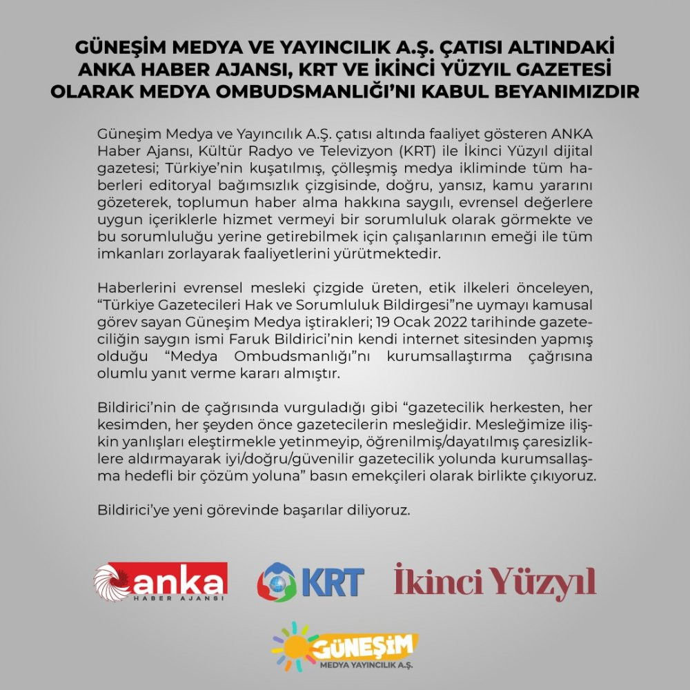 Faruk Bildirici'nin çağrısına ANKA Haber Ajansı, KRT TV ve İkinci Yüzyıl Gazetesi 'evet' dedi - Resim : 1