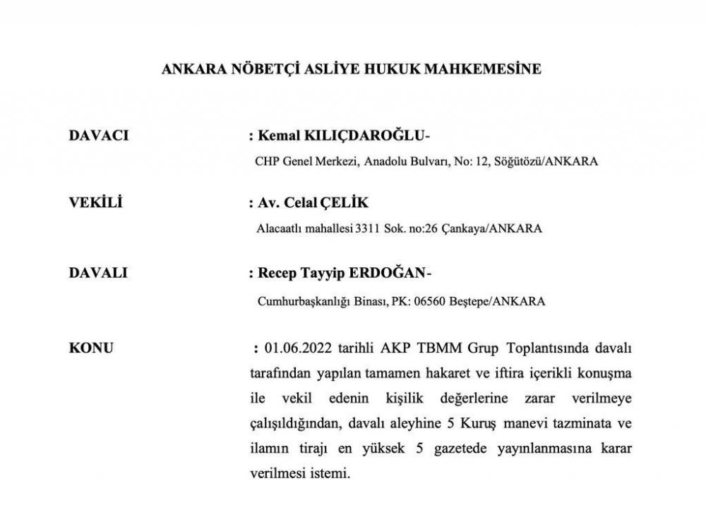 Kılıçdaroğlu'ndan Erdoğan'a dava - Resim : 1