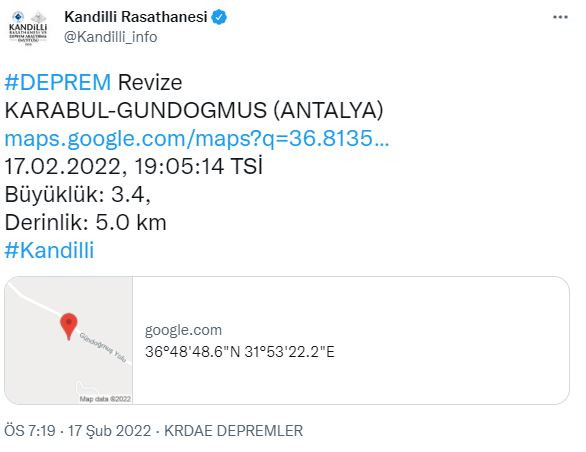 Antalya'da korkutan deprem - Resim : 1