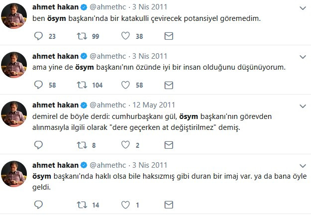 Ahmet Hakan'ın FETÖ'den gözaltına alınan eski ÖSYM Başkanı Ali Demir'e sahip çıktığı ortaya çıktı - Resim : 1