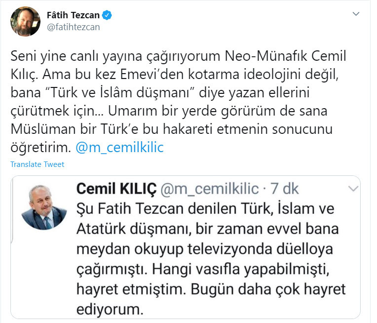 Fatih Tezcan'dan Erdoğan'ın kuzenine ve ünlü ilahiyatçıya tehditler... - Resim : 1