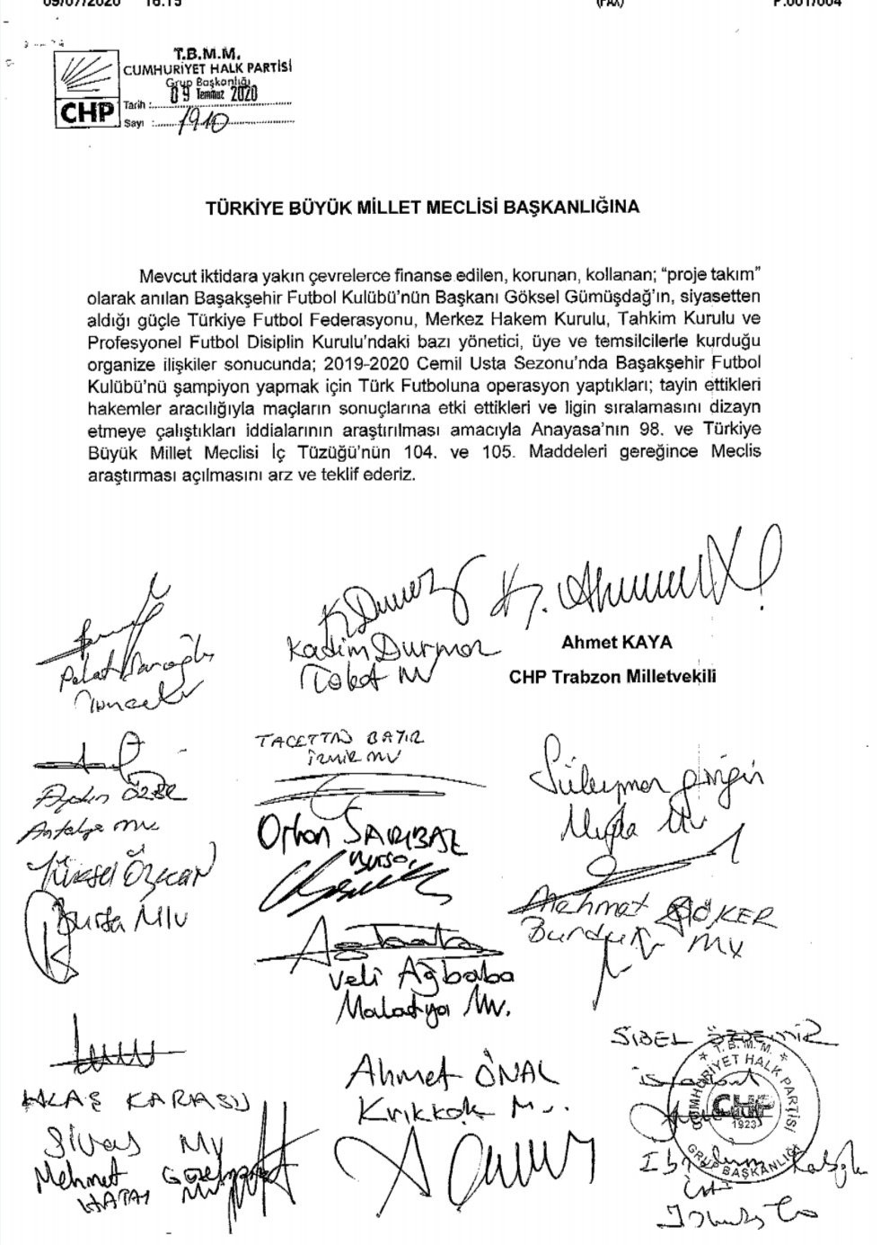 Trabzonspor milletvekili, 'Başakşehirspor araştırılsın' diye araştırma önergesi verdi - Resim : 1