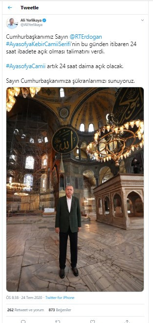 İstanbul Valisi, Erdoğan'ın Ayasofya talimatını açıkladı - Resim : 1