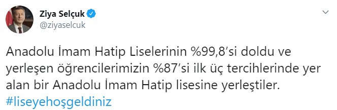 Bakan açıkladı: İmam hatipler doldu - Resim : 1