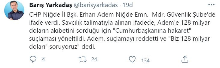 CHP'li İl Başkanı "128 milyar dolar nerede?" yazılı afişi astığı için emniyete çağırıldı - Resim : 1