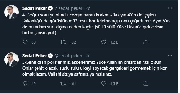 Sedat Peker'den flaş Soylu açıklaması - Resim : 1