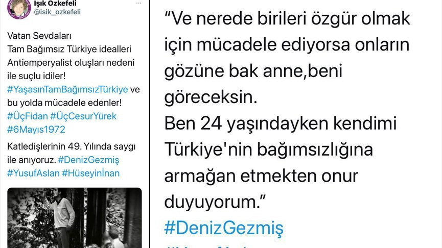 Deniz Gezmiş paylaşımına çifte soruşturma - Resim : 2