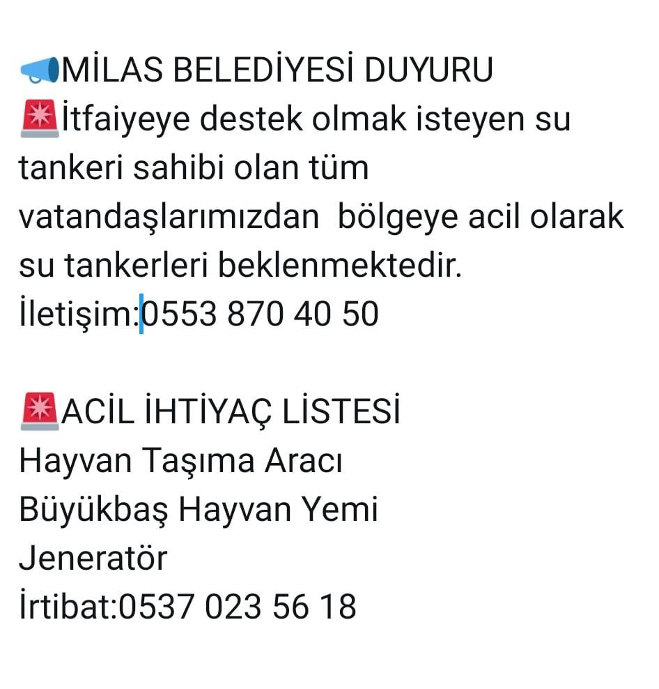 Milas&rsquo;ta yangın korkutan seviyeye geldi, belediyeden flaş &ccedil;ağrı - Resim : 1