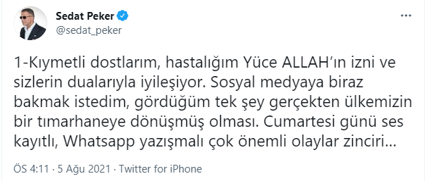 Sedat Peker sessizliğini bozdu, tarih verdi... Yeni ifşa sinyali - Resim : 1