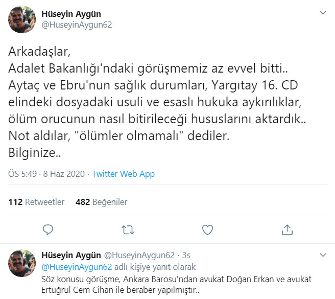 Açlık grevindeki 2 avukat için Bakanlık nezdinde flaş gelişme - Resim : 1