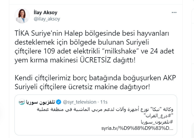 'Kendi çiftçilerimiz borç batağında boğuşurken AKP Suriyeli çiftçilere ücretsiz makine dağıtıyor' - Resim : 1