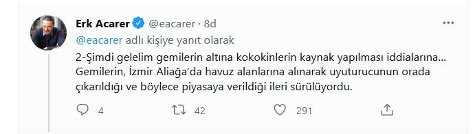 Sedat Peker'in g&uuml;ndeme getirdiği kokain iddialarında yeni bilgiler: Paylaşımlar Erk Acaer'den... - Resim : 2