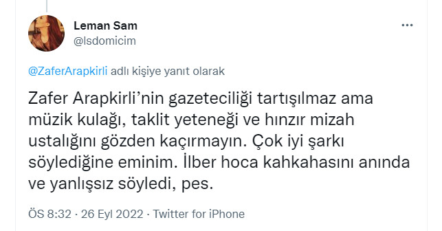 Zafer Arapkirli'nin, Erdoğan'a 'Abdülhamid' düzeltmesine Leman Sam'dan övgü - Resim : 2