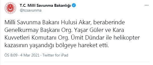 Hulusi Akar, Yaşar G&uuml;ler ve &Uuml;mit D&uuml;ndar b&ouml;lgeye hareket ediyor - Resim : 1