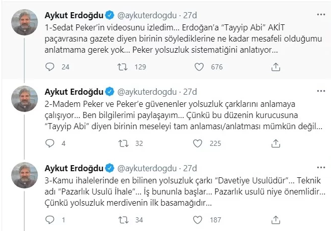 Sedat Peker'in iddialarının ardından Aykut Erdoğdu'dan 'Tayyip Abi' çıkışı - Resim : 1