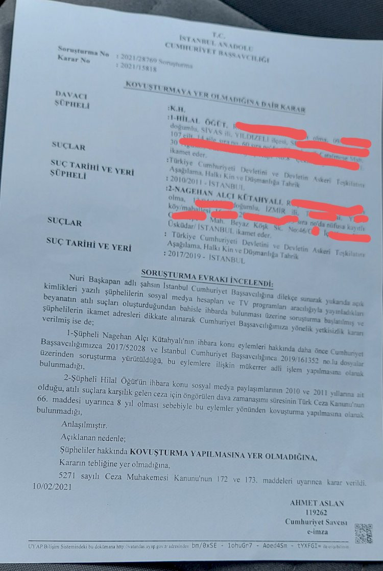 Savcılıktan Hilal Kaplan ve Nagehan Al&ccedil;ı kararı - Resim : 1
