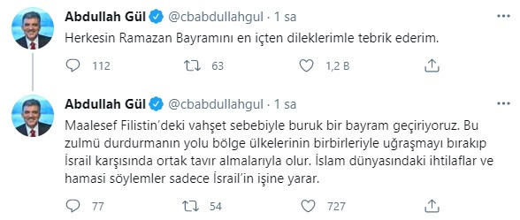 Abdullah Gül'den flaş paylaşım: Bu zulmü durdurmanın yolu... - Resim : 1