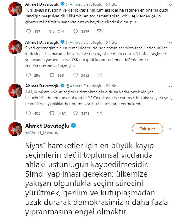 Ahmet Davutoğlu'ndan YSK'nın İstanbul kararına çok sert tepki - Resim : 1