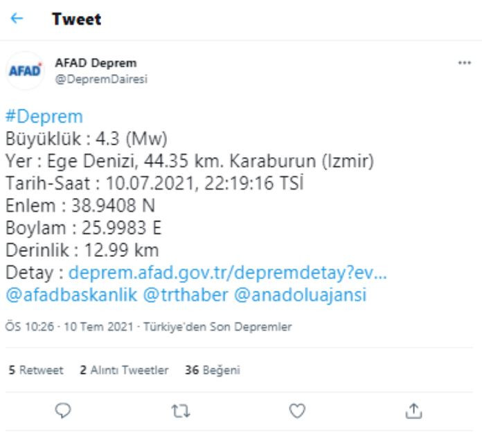 İzmir'de bir deprem daha - Resim : 1