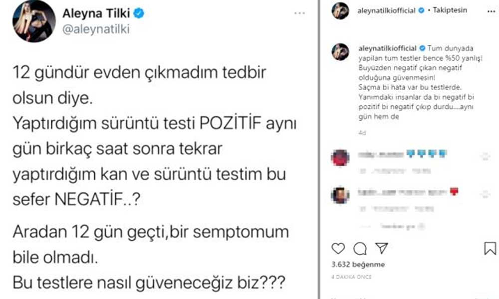 Aleyna Tilki koronavirüs test sonucuna tepki gösterdi: Nasıl güveneceğiz? - Resim : 1