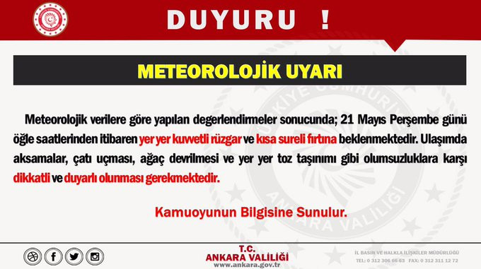 Ankara Valiliği uyardı: Çatılar uçabilir - Resim : 1