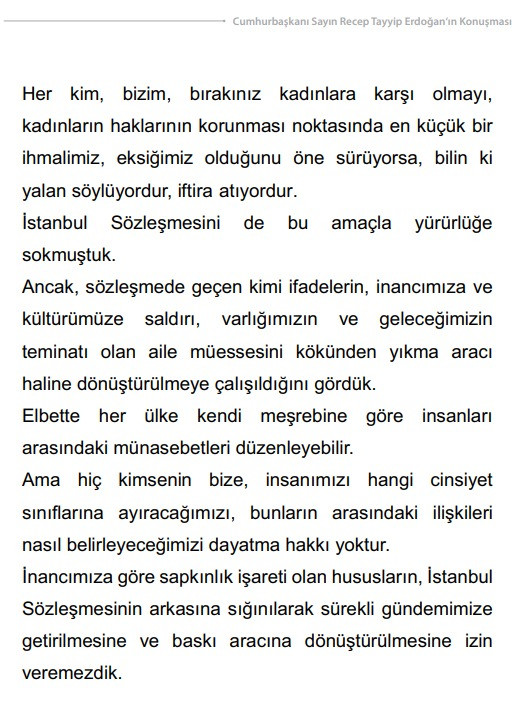 Erdoğan, konuşma metnindeki İstanbul S&ouml;zleşmesi ile ilgili kısmı okumadı - Resim : 2