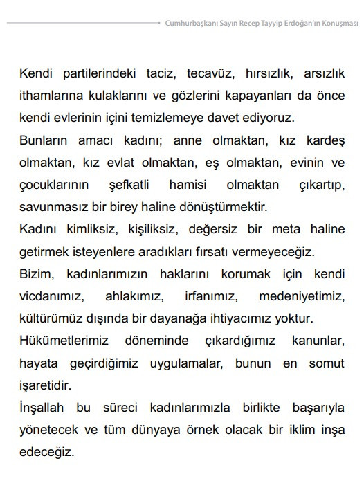 Erdoğan, konuşma metnindeki İstanbul S&ouml;zleşmesi ile ilgili kısmı okumadı - Resim : 4