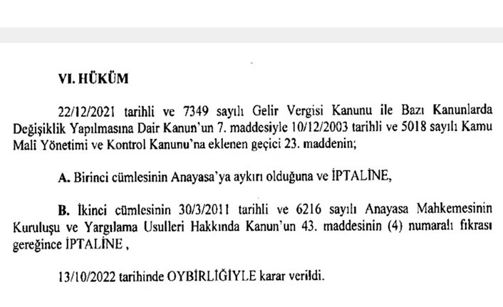 AYM, Erdoğan'ın bütçe yetkisini iptal etti - Resim : 1