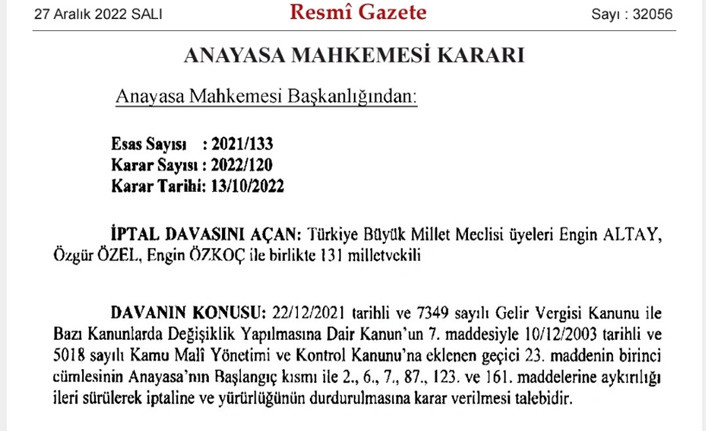 AYM, Erdoğan'ın bütçe yetkisini iptal etti - Resim : 2