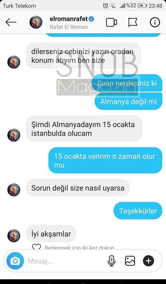 Genç kadın Rafet El Roman'ın attığı mesajları ifşa etti - Resim : 1