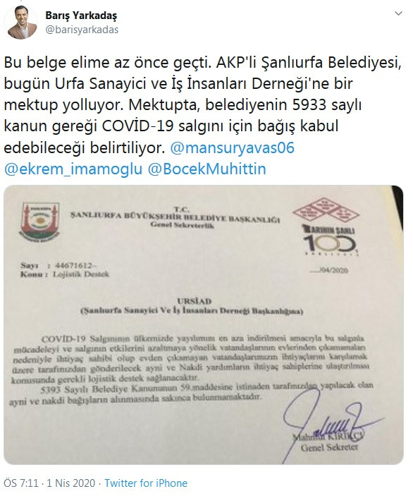 AKP'li belediye iş insanlarından 'bağış' istedi - Resim : 1