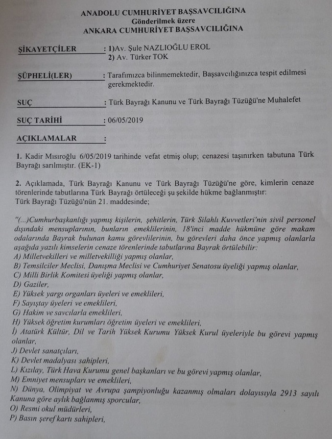 Kadir Mısıroğlu'nun cenazesi hakkında suç duyurusu - Resim : 1