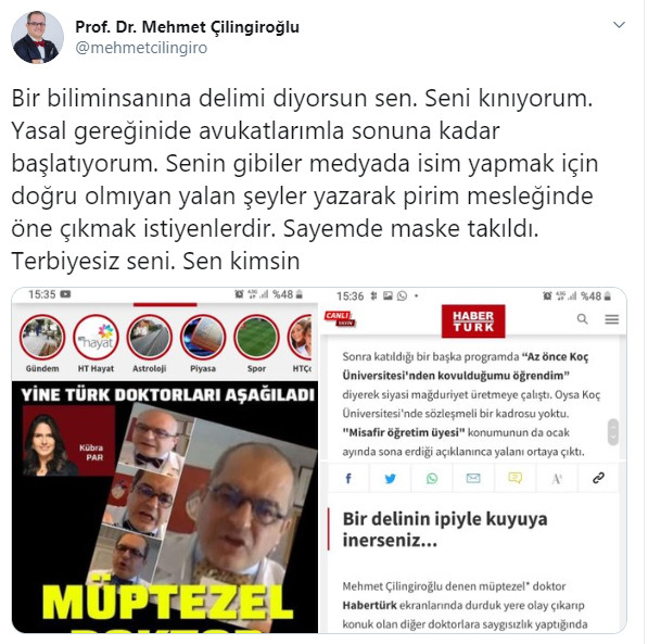 Prof. Dr. Çilingiroğlu, Kübra Par'a ateş püskürdü - Resim : 1