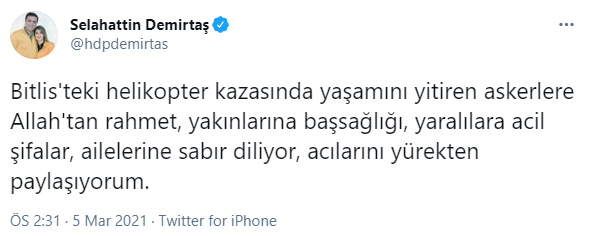 Selahattin Demirtaş'tan şehitler için başsağlığı mesajı - Resim : 1